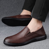 Genuine Leather Men's Loafers Casual Shoes Soft Sole Footwear Brown Classic MartLion   