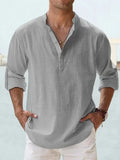 Cotton Linen Shirts for Men Casual Shirts Lightweight Long Sleeve Henley Beach Shirt Shirt Men MartLion   