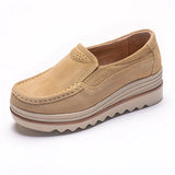 Spring Women Flats Shoes Platform Sneakers Slip On Flats Leather Suede Ladies Loafers Casual loafers MartLion BROWN 3 40 