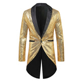 Shiny Gold Sequin Glitter Embellished Blazer Jacket Men's Nightclub Prom Suit Blazer Homme Stage Clothes For singers Mart Lion Gold 4 M 