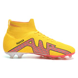 Men's Soccer Shoes High Ankle Soccer Boots Outdoor Anti-slip Grass Training Soccer Sneakers  Football Shoes MartLion NL22535-C-yellow 41 