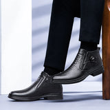 Genuine Leather Autumn Winter Dress Snow Boots Men's Office Ankle Formal Designer Casual Shoes Sneakers MartLion   
