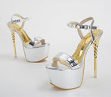 Liyke Summer Open Toe Gold Sandals Women Pearl Ankle Strap Platform High Heels Party Stripper Shoes Mart Lion   