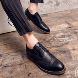 Brogue Men's Dress Shoes Elegant Microfiber Leather Formal Oxfords Mart Lion   