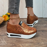 Leopard Print Loafers Shoes Women Spring Slip-On Hidden Heels Sneakers Pu Leather Chunky Platform Sports Ladies MartLion   