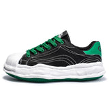Green Casual Sneakers Men's Spring Vulcanized Shoes Street Hip Hop Canvas Platform Footwear MartLion Black Green GR06 41 CHINA