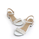 Elegant Black White Women Sandals 2 inch Square Heel Office Lady Shoes MartLion White 3.5 