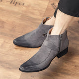 Cow Suede Leather Boots Men's Pointed Toe Dress Ankle Formal Footwear Mart Lion   