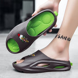 Quick-dry Men's Slippers Summer Breathable Casual Sneakers Outdoor Beach Slides Flat Non-slip Sandals Soft Flip Flops Mart Lion 8-BrownGreen 6.5 