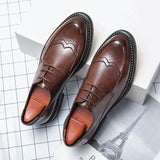 Britsh Brogue Men's Dress Shoes Formal Oxfords Microfiber Leather Mart Lion   