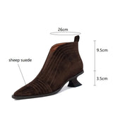 Winter Sheep Suede Women Boots Pointed Toe Autumn Concise Ladies Shoes MartLion   