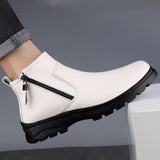 Men's Boots Designer Autumn Ankle Round Toe Snow High Shoes Winter Leisure Leather Velvet Warm MartLion   