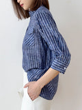 Women's Summer  Denim Texture Vertical Stripe Mulberry MartLion   