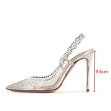 Star style Luxury Crystal Transparent PVC Women Pumps Weave Autumn Stiletto High heels Wedding Bridal Shoes MartLion Silver 42 