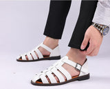 Men's Leather Sandals Trendy Summer Roman Shoes Casual Soft Beach Footwear Flats Mart Lion   