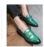  British Style Brogue Shoes Men's Slip-on Pointed Dress Leather Social Wedding MartLion - Mart Lion