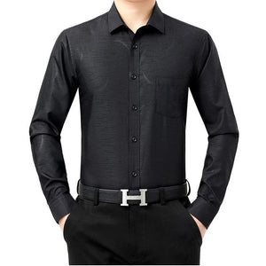 Silk Shirts for Men  Men Shirt Long Sleeve Men Clothing Casual Business Man Shirt MartLion black M 