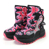 Winter Children Snow Warm Boots Shoes Boys Sneaker Rubber Hiking Children Waterproof Leather Boots Kids MartLion 223 Pink 28 