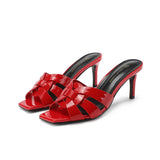 Summer Ladies Slippers Luxury High Heels Designer Elegant Women's Shoes Leather Stiletto Women's MartLion Red 44 CHINA