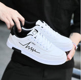 Men's Sneakers Casual Sports White Tenis Masculino Lace-Up Moccasin Trendy Flats Shoes Running Walking Mart Lion White Black 8611 39 