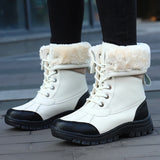 Women's Snow Boots Rubber Ducks Winter Warm Plush Lined Waterproof Platform Shoes High-barreled Mujer MartLion   