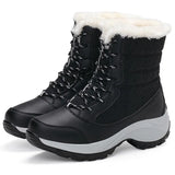 Women Boots Lightweight Ankle Platform Shoes Heels Winter Mujer Keep Warm Snow Winter Shoes MartLion black 35 