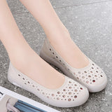 Genuine Leather Women Shoes Trendy Slip On Soft Sole Casual Summer Hollow Breathable Sport Shoes MartLion   