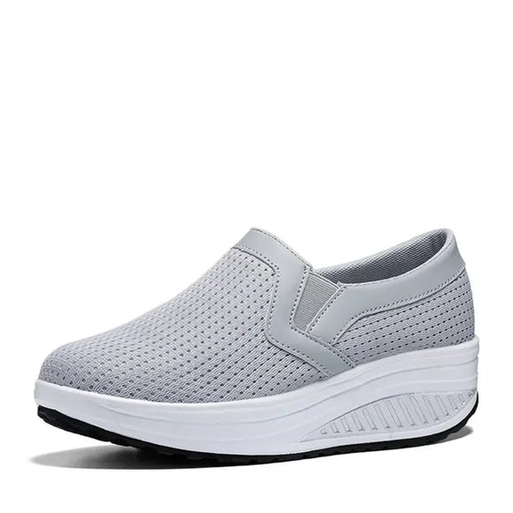 Women Breathable Mesh Shoes Platform Wedges Sneakers Female Outdoor Running Vulcanized MartLion Gray 35 