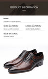 Men's Wedding Dress Brogue Shoes Genuine Leather Lace-up Color Match Handmade Pointed Dress MartLion   