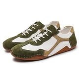 Classic Men's Casual Leather Shoes Handmade Flat Lace-up Driving zapatos hombre MartLion Green 2271 38 
