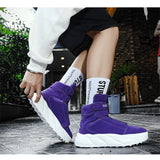 Design Purple Men's Street Shoes Slip-on Hook and Loop Platform Lightweight Non-slip High Top Sneakers MartLion   