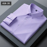 Stretch Anti-Wrinkle Men's Shirts Long Sleeve Dress Slim Fit Social Blouse Striped Shirt MartLion 618-35 45-55kg 38 