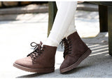 Women Snow Boots Winter Flat Lace Up Platform Ladies Warm Shoes Flock Fur Suede Ankle Female Black Mart Lion   