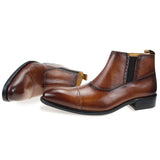 Luxury Men's Chelsea Leather Boots Zip Vintage Social Shoes Cool Type Handmade Genuine MartLion   