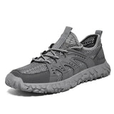 Casual Hiking Shoes Men's Outdoor Breathable Mesh Non-Slip Running Shoes Lace Up Sneakers MartLion black 38 