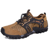 Breathable Waterproof Hiking Shoes Men's Suede Mesh Outdoor Sneakers Rock Climbing Sport Quick-dry Trail Trekking Mart Lion brown 37 