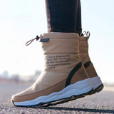 Winter Boots Short  Snow Zipper Waterproof Non-slip Warm Women's Winter Shoes MartLion Khaki 1091 36 