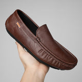 Classic Men's Loafers Genuine Leather Shoes Designer Moccasins Slip On Lazy Driving Footwear Office Zapatos Mart Lion Brown 6.5 