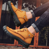 Men's Ankle boots Genuine Leather Outdoor Shoes Low-Top Combat Safety Rubber Sole Mart Lion   