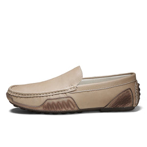 Golden Sapling Party Shoes Men's Slip on Loafers Elegant Casual Leather Flats Dress Moccasins MartLion Khaki 39 