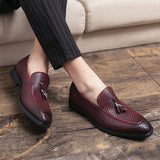 Luxury Loafers Slip-on Fringed Leather Shoes Woven Moccasin High-end British Style Thick Bottom Pointed Toe Designer MartLion   