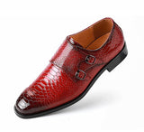 Men's Casual Shoes Snakeskin Grain Microfiber Leather Slip-on Buckle Dress Office Oxfords Party Wedding Flats Mart Lion   