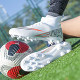 Soccer Shoes Football Men's Spikes Ankle Protect Elastic Non Slip Abrasion Resistant Lightweight MartLion   
