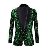 Black Shiny Gold Sequin Glitter Embellished Blazer Jacket Nightclub Prom Suit Red Men's Homme Stage Clothes For Singers MartLion green EU Size XS 