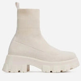 Women Boots Elastic Platform Breathable Spring Summer Heels Slip Elegant Heeled Shoes MartLion beige 38 