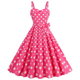 Women's Summer Dress Retro Pink Plaid Gown Christmas Party Clothes Robe Waisted Dress MartLion JY15688 S 