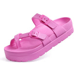 Women's Platform Sandals Summer Slippers Non-slip Beach Summer Flip-flops Adjustable Buckle MartLion Pink 36 CHINA