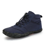 Men's Hiking Shoes Winter Barefoot Boots Waterproof Winter Sneakers Ankle Snow Plush Hiking Warm Sporting MartLion 6800 Dark blue 45 