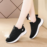 Flying Woven Shoes Spring Breathable Student Trendy Sports Leisure Running Fitness Dancing Flat Soft Sole Mart Lion black (hollow) 35 