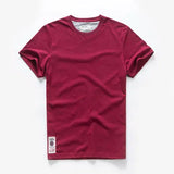 Men's Solid T-shirt Cotton t shirt Men Causal O-neck Basic shirt Male MartLion Red23 L 